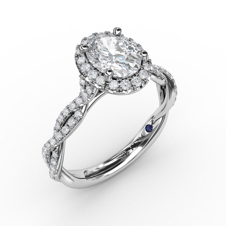 Oval Halo with Diamond Twist Shank