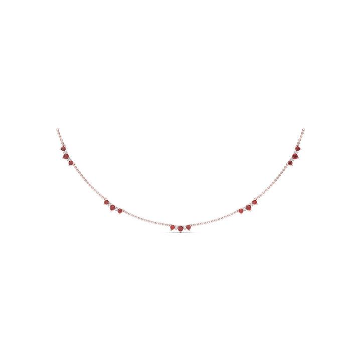 Five Stone Ruby and Diamond Station Necklace