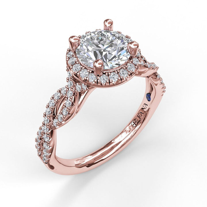 Round Halo Twist Engagement Ring