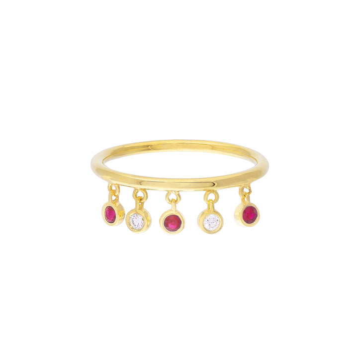 Diamond and Ruby Bezel Dangle Ring