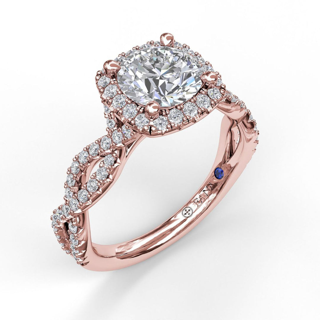 Cushion Halo Twist Engagement Ring