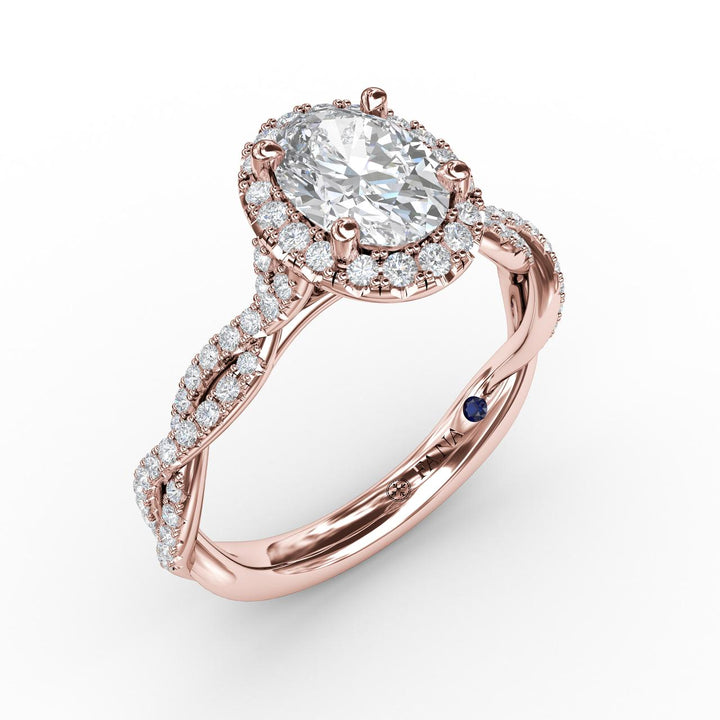 Oval Halo with Diamond Twist Shank