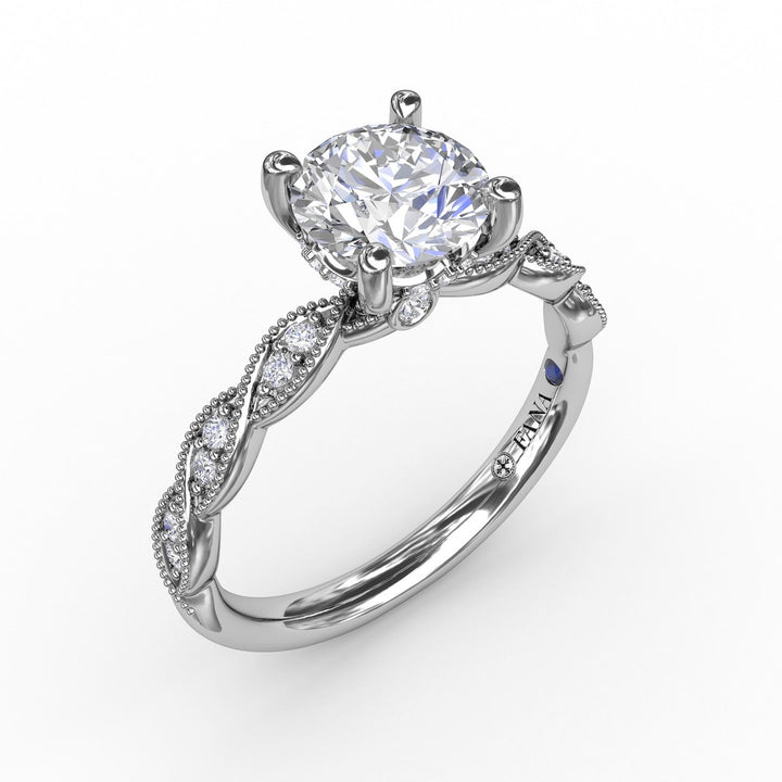 Classic Diamond Solitaire Engagement Ring With Diamond Twist Band