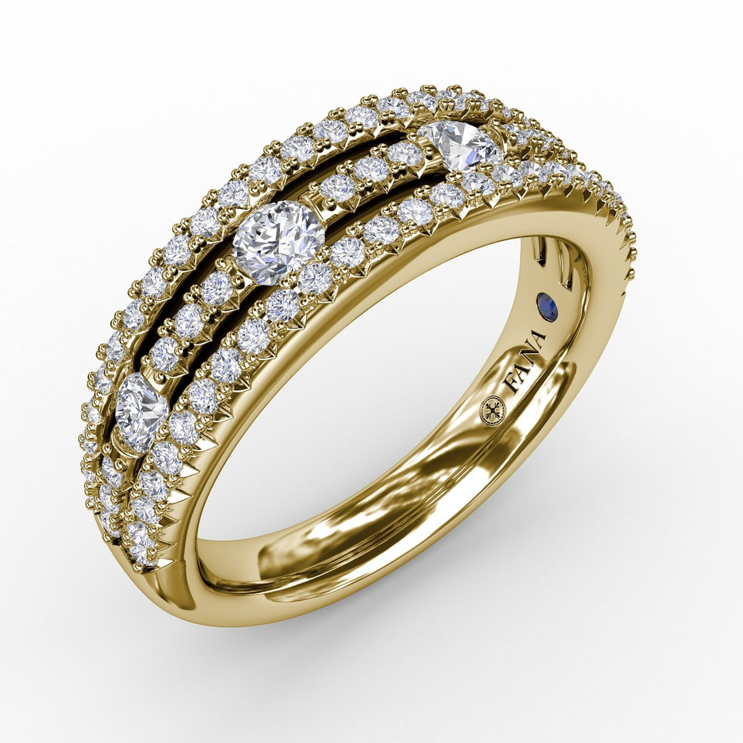 Three-Row Diamond Band