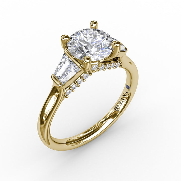 Three-Stone Engagement Ring With Tapered Baguettes