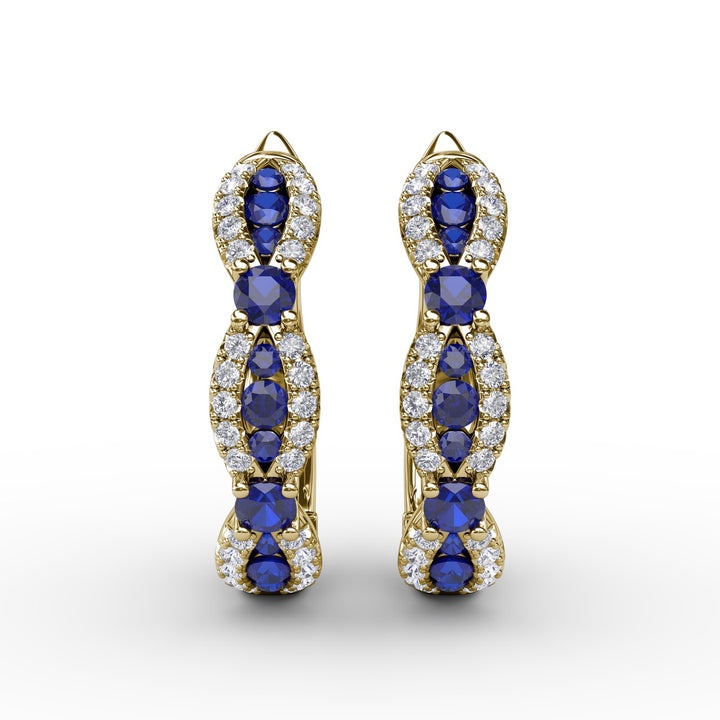 Vintage Sapphire and Diamond Hoops