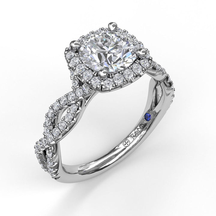 Cushion Halo Twist Engagement Ring