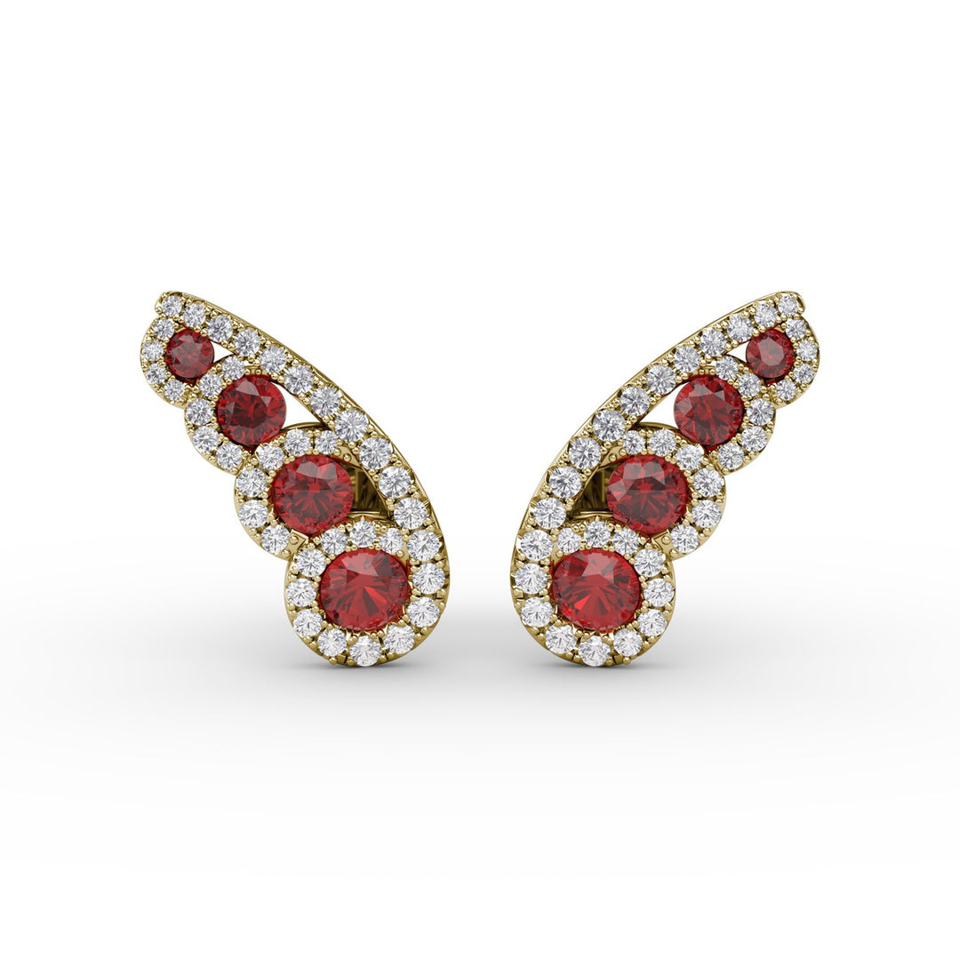 Butterfly Wing Ruby and Diamond Studs