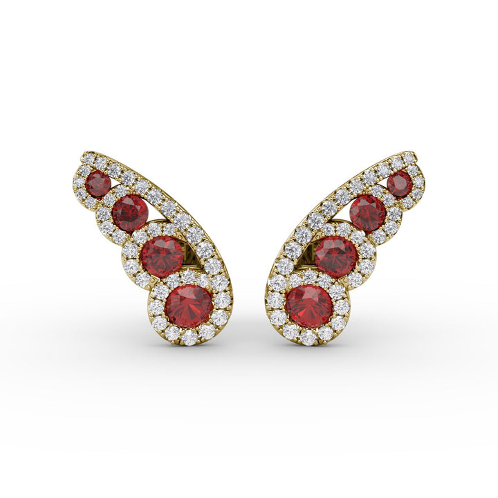 Butterfly Wing Ruby and Diamond Studs