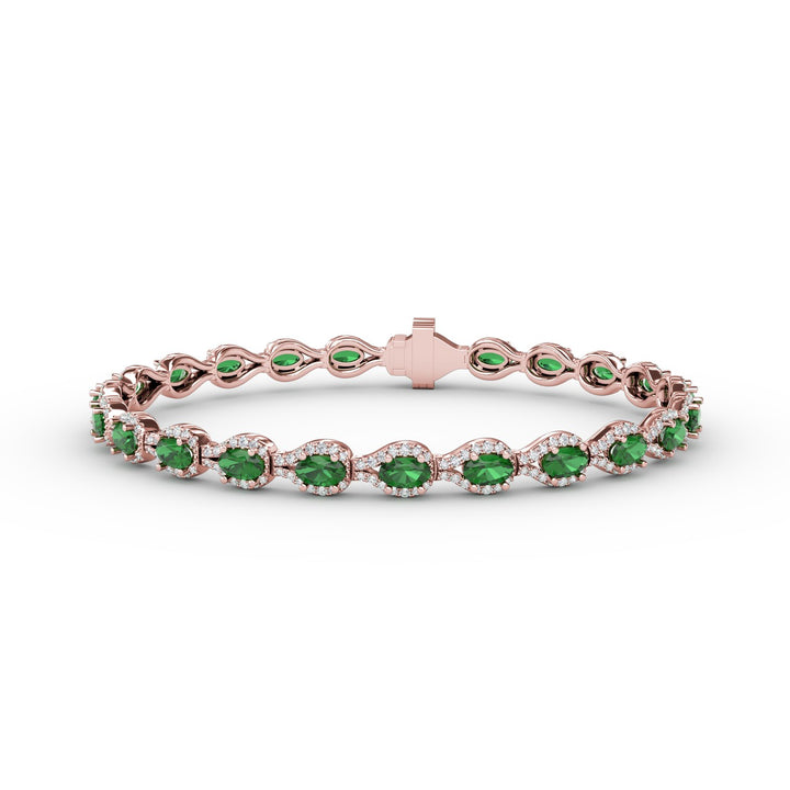 Pear-Shaped Diamond & Emerald Bracelet