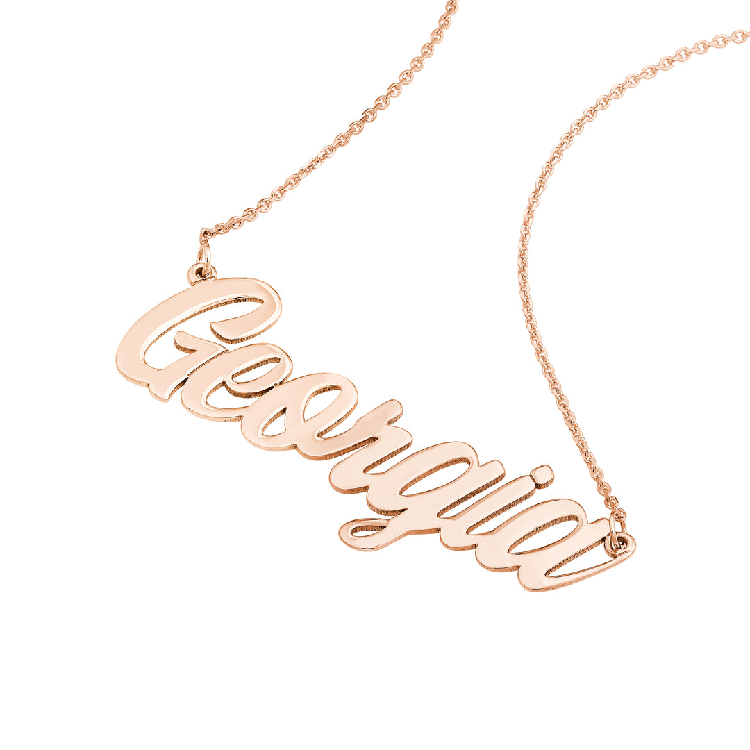 7mm Script Font Nameplate Necklace