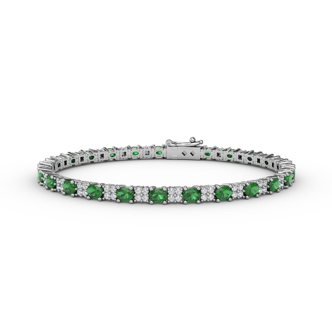 Alternating Emerald and Diamond Bracelet