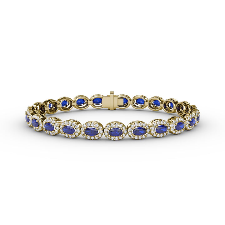 Striking Oval Sapphire and Diamond Bracelet