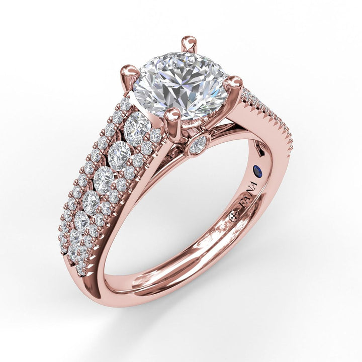 Tapered Shared Prong Engagement Ring