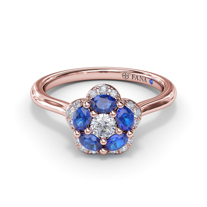 Floral Sapphire and Diamond Ring