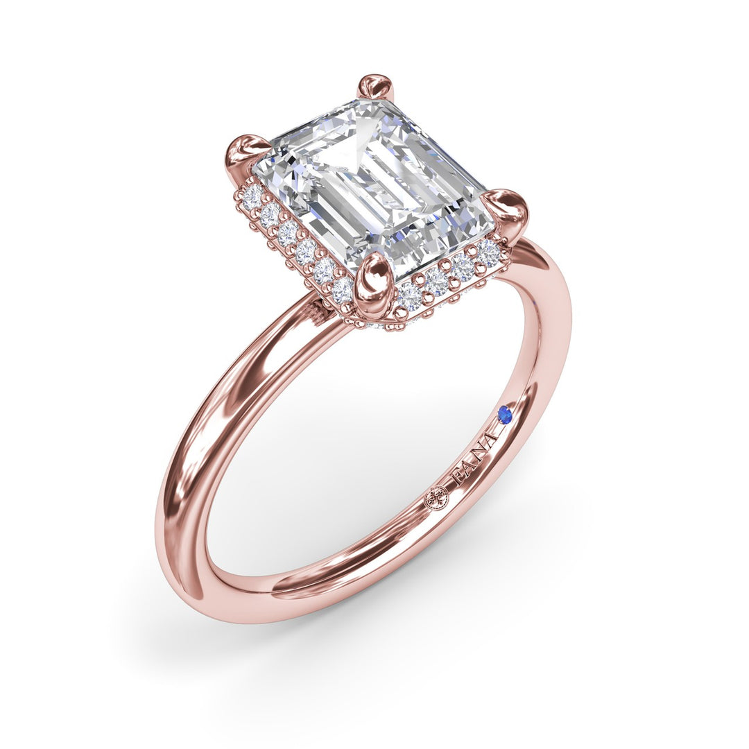 Emerald Cut Halo Diamond Engagement Ring