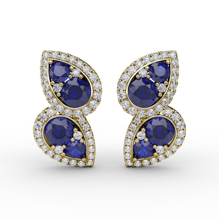 Teardrop Sapphire and Diamond Earrings