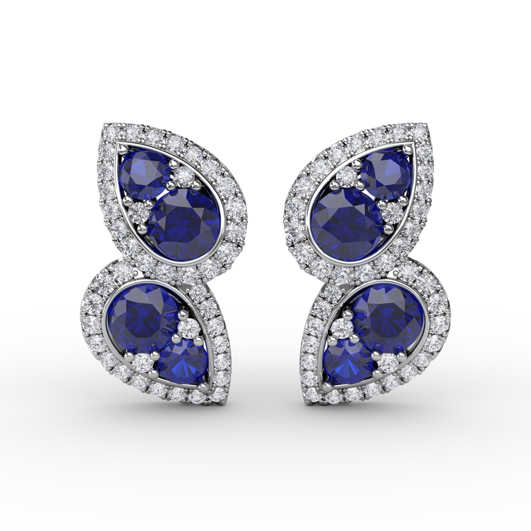 Teardrop Sapphire and Diamond Earrings