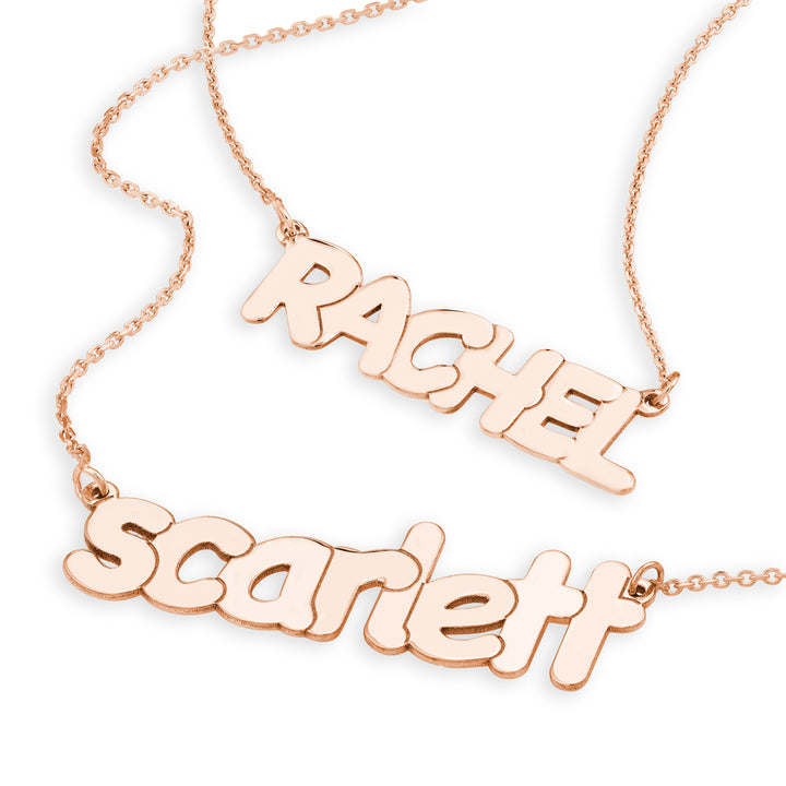 7mm Bubble Font Nameplate Necklace