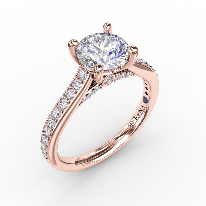 Classic Diamond Solitaire Engagement Ring With Diamond Band