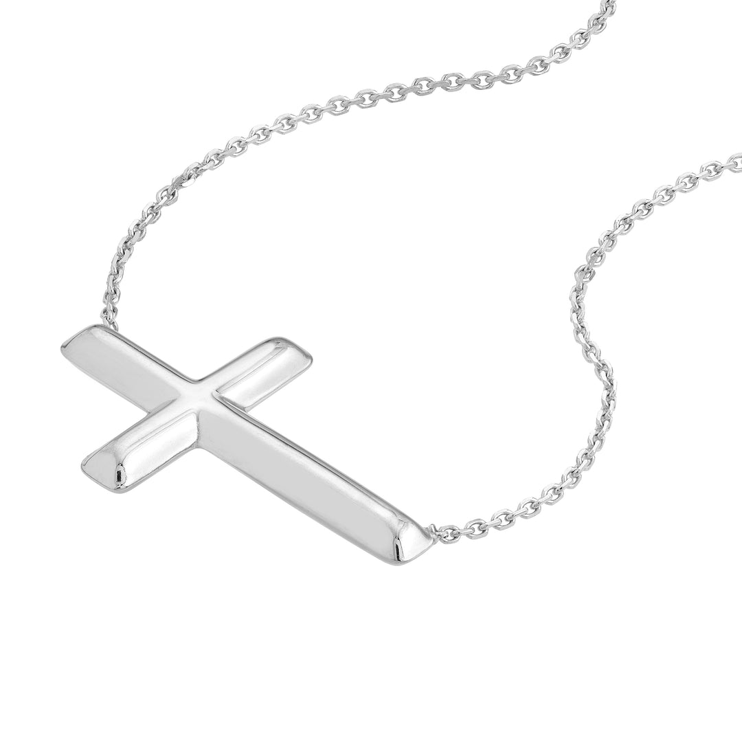 E2W Small Sideways Cross Adjustable Necklace