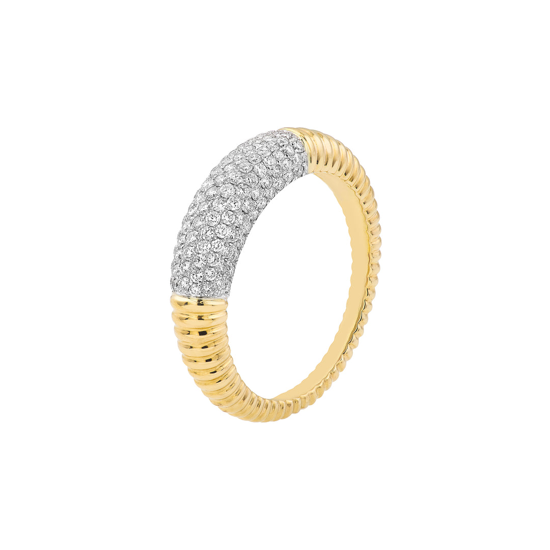 Diamond Pave Ribbed Dome Ring