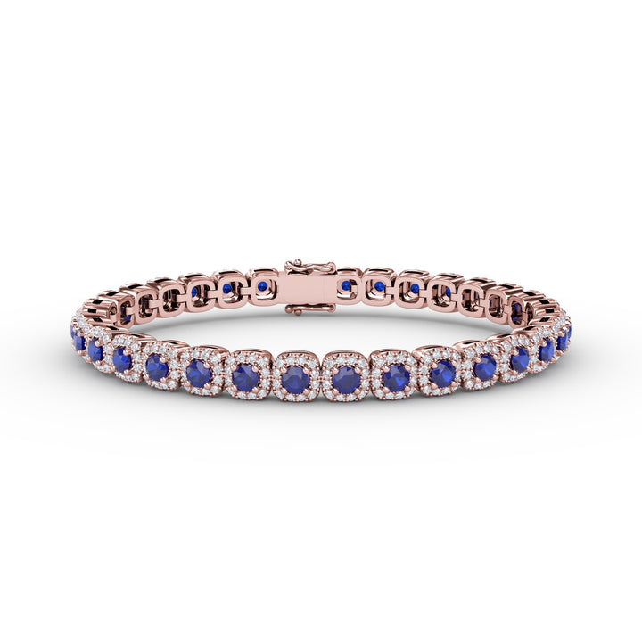 Cushion Cut Sapphire and Diamond Bracelet