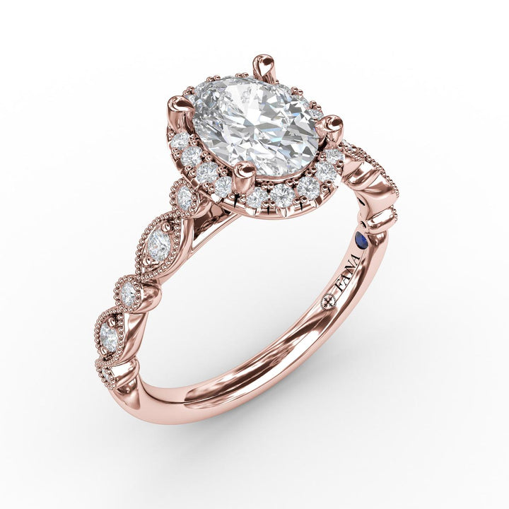 Classic Diamond Engagement Ring with Detailed Milgrain Band