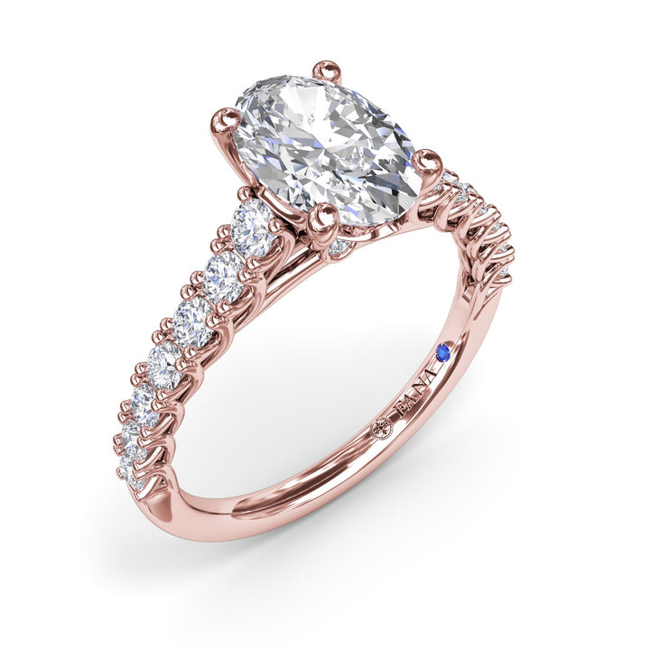 Trellis Set Oval Diamond Engagement Ring