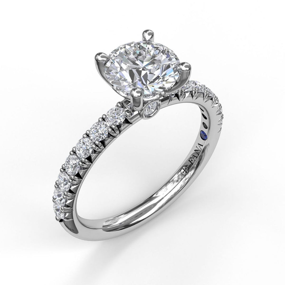 Classic French-Cut Pave Round Solitaire