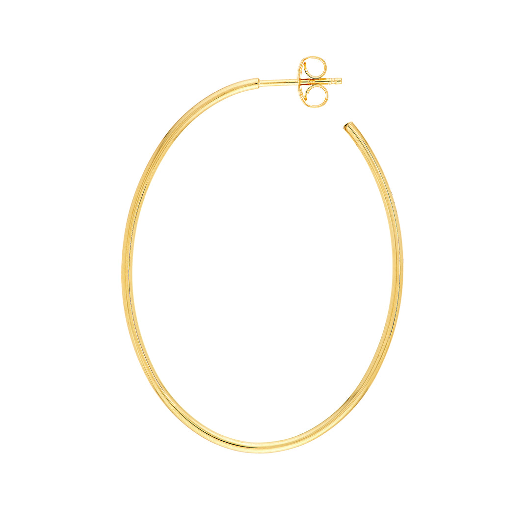 Thin Oval Post Hoop Earrings