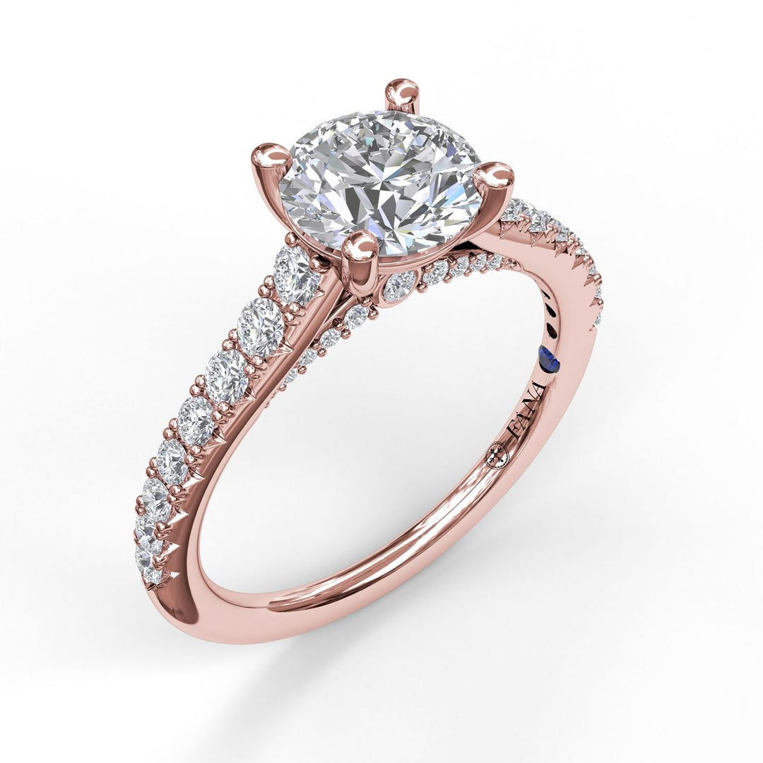 Delicate Classic Engagement Ring with Delicate Side Detail