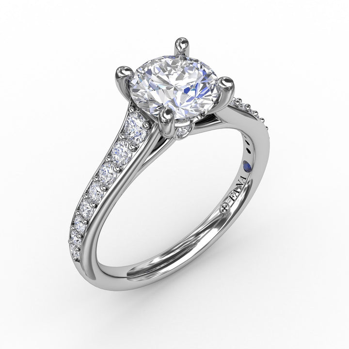 Classic Round Diamond Solitaire Engagement Ring With Diamond Band