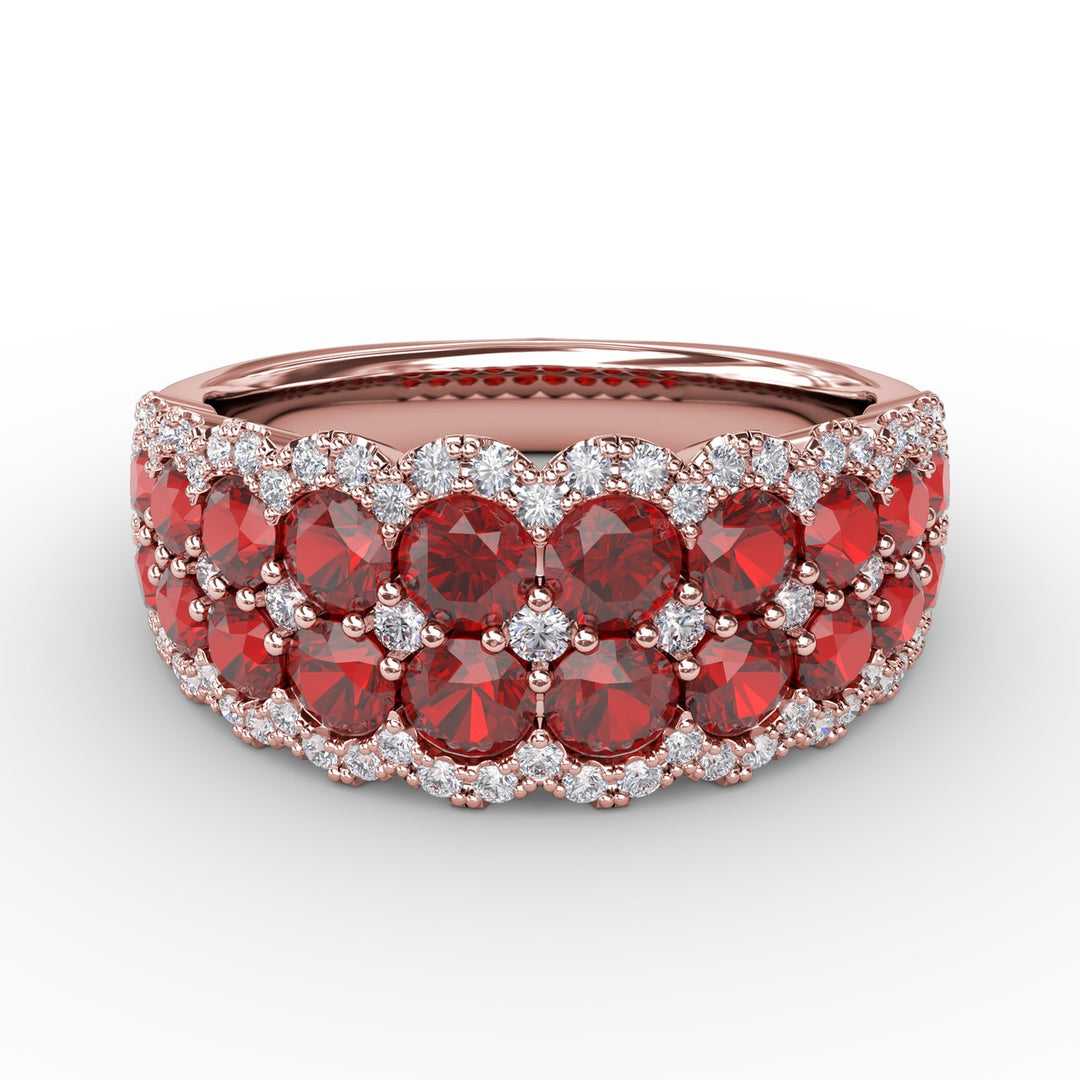 Get Sentimental Ruby and Diamond Double Row Ring