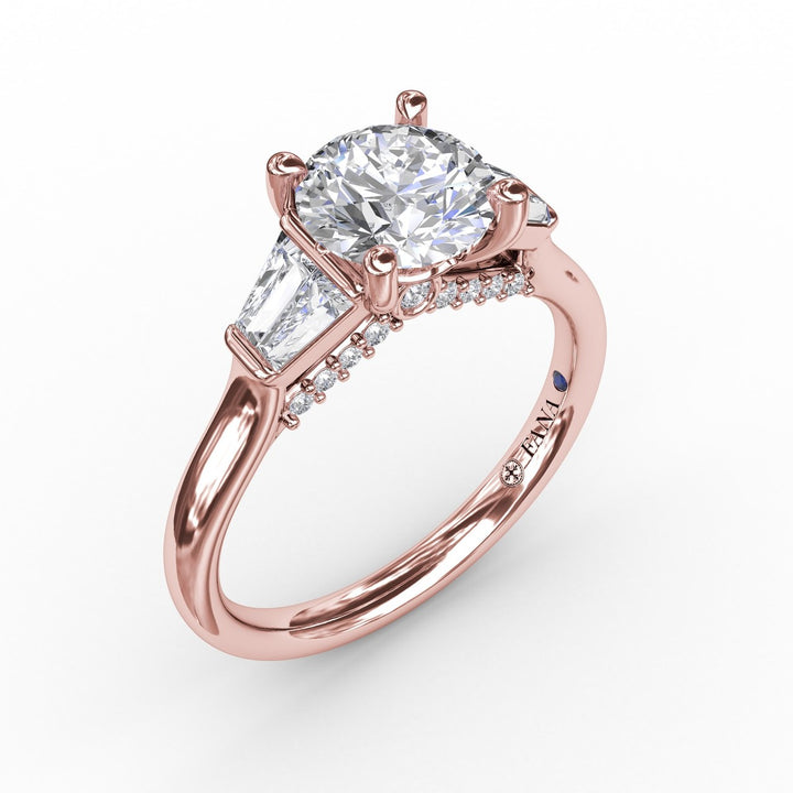 Three-Stone Engagement Ring With Tapered Baguettes