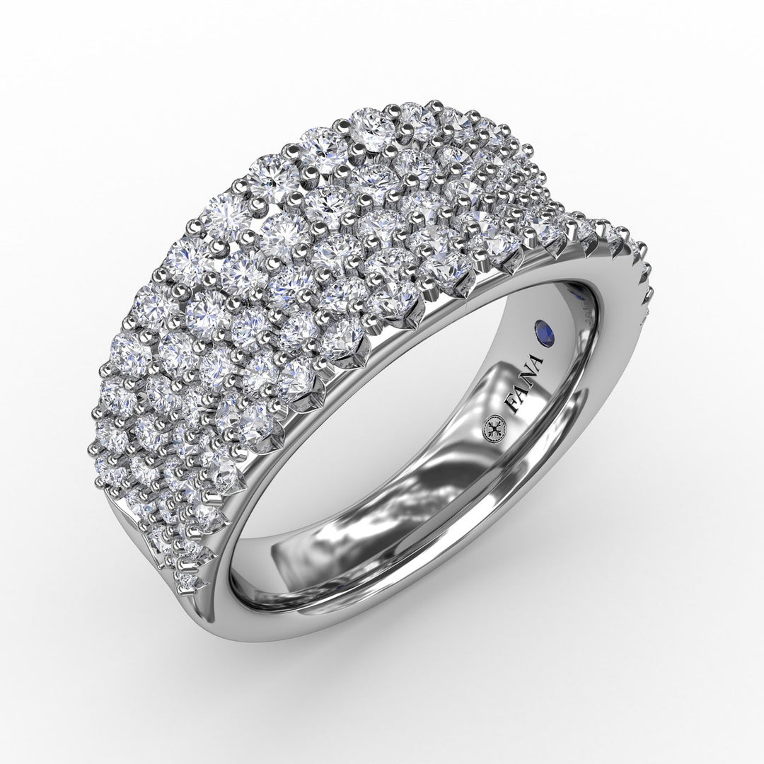 Five-Row Shared Prong Diamond Band