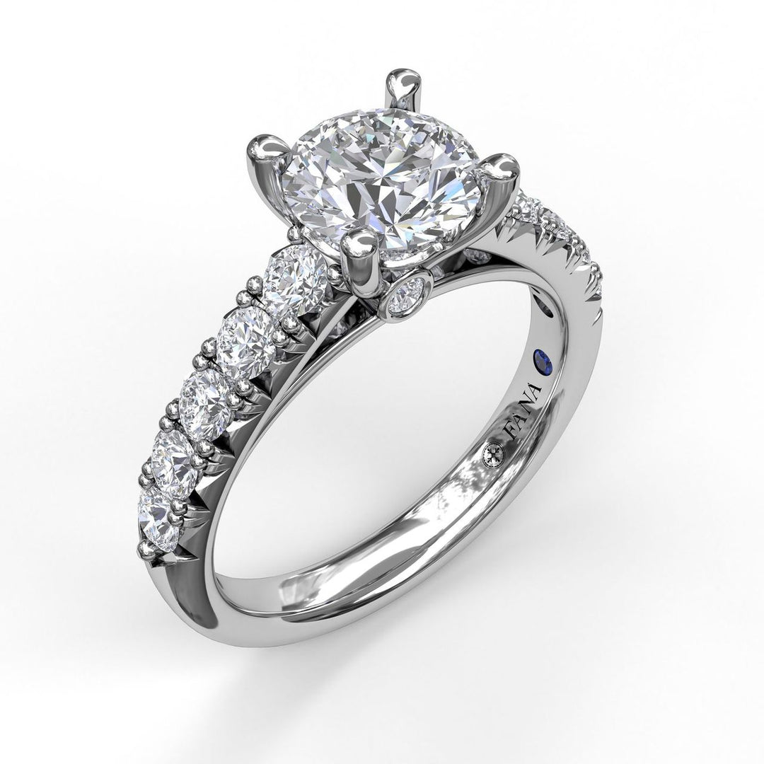 Handset French Pave Diamond Engagement Ring