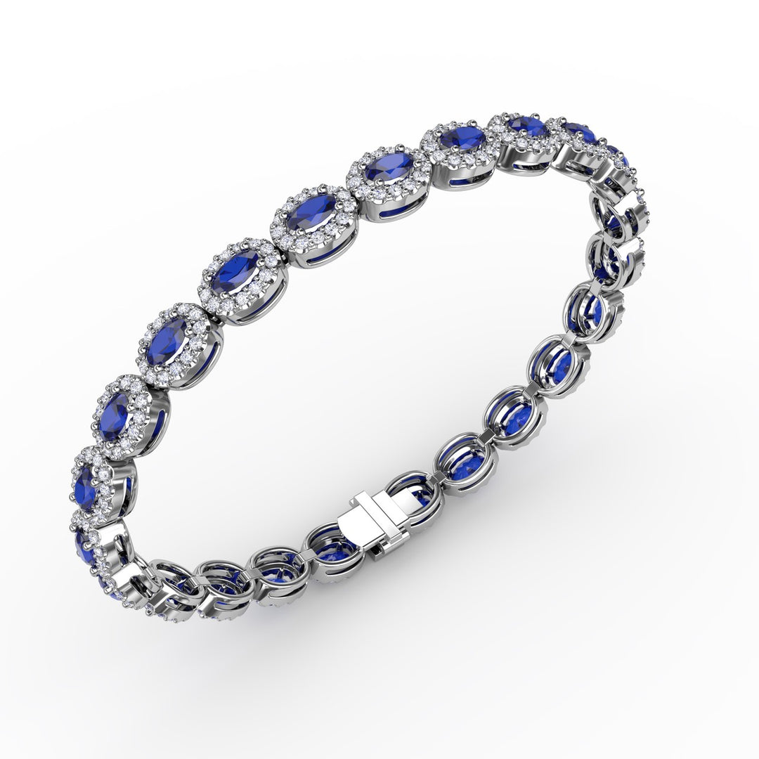 Striking Oval Sapphire and Diamond Bracelet