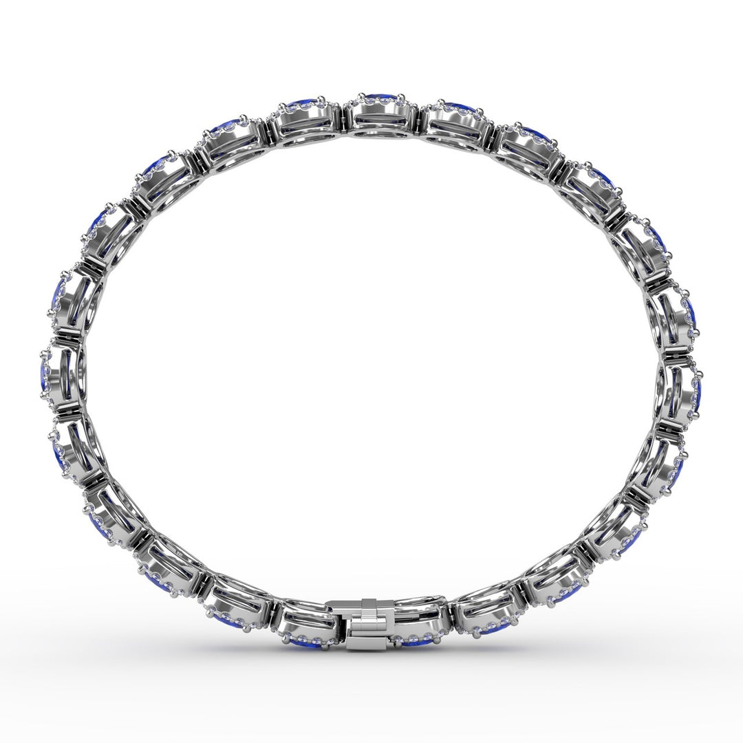 Striking Oval Sapphire and Diamond Bracelet