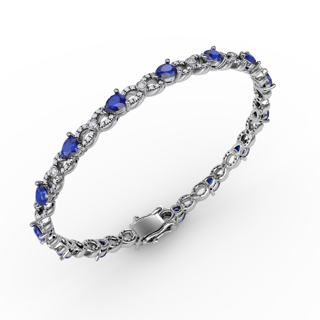 Sapphire and Diamond Pear Shape Bracelet