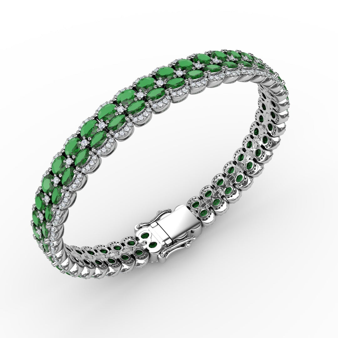 Double Oval Emerald and Diamond Bracelet