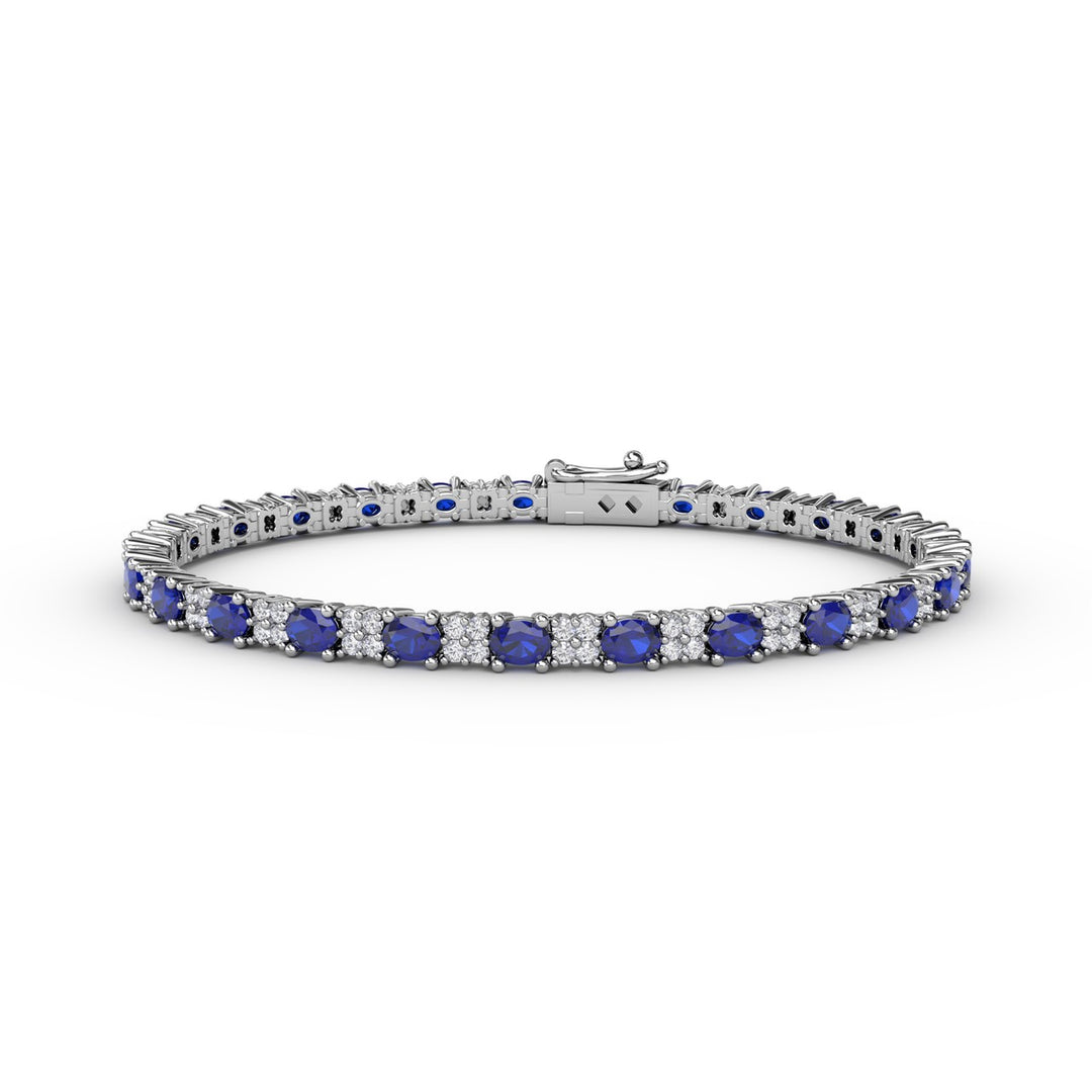 Alternating Sapphire and Diamond Bracelet