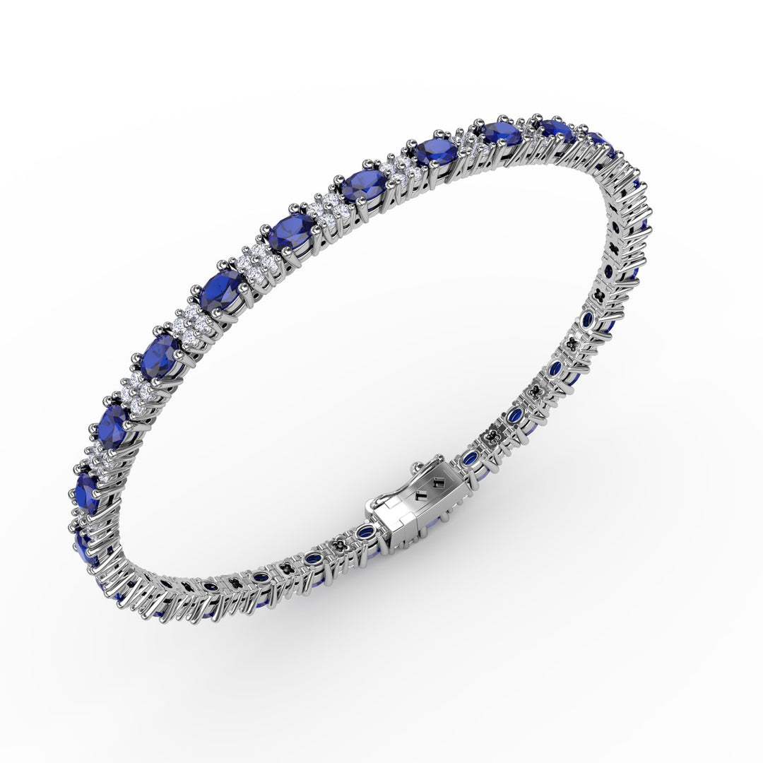 Alternating Sapphire and Diamond Bracelet