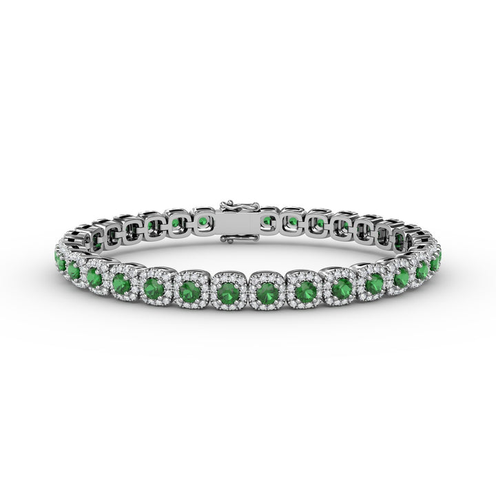 Cushion Cut Emerald and Diamond Bracelet