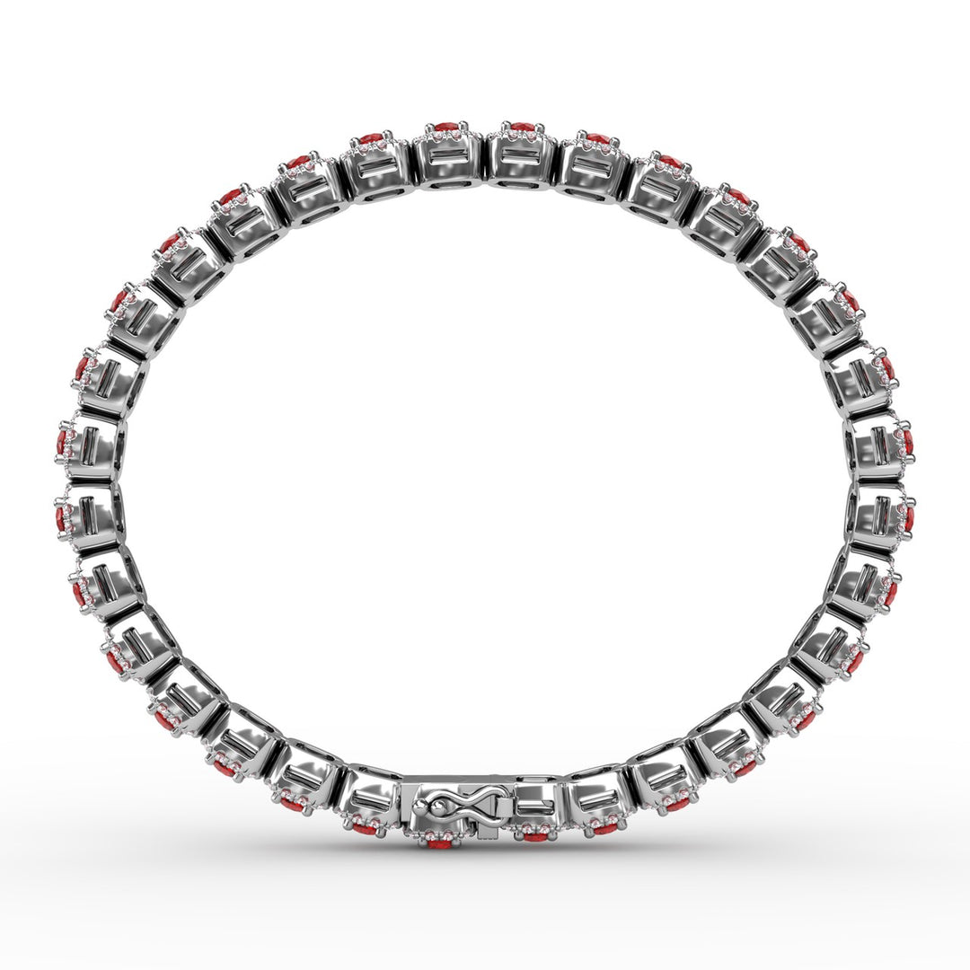 Cushion Cut Ruby and Diamond Bracelet