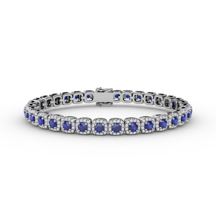 Cushion Cut Sapphire and Diamond Bracelet