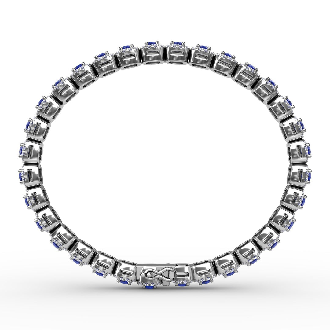 Cushion Cut Sapphire and Diamond Bracelet