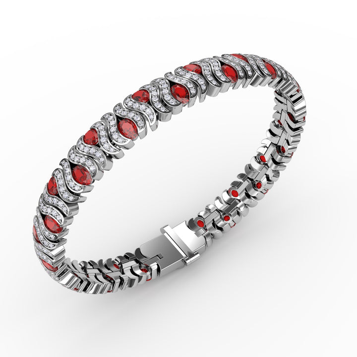 Wave Ruby and Diamond Bracelet