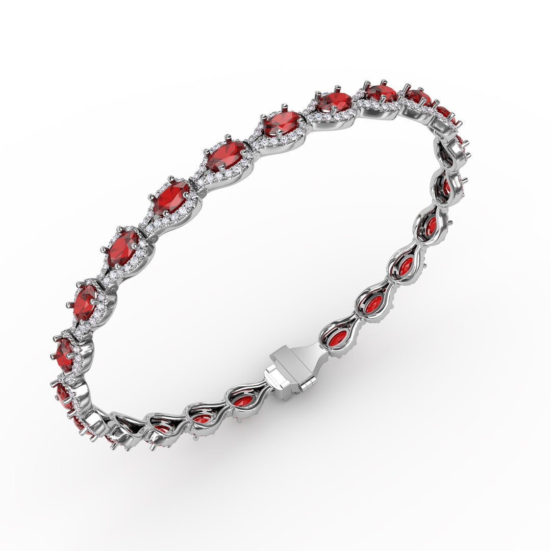 Pear-Shaped Diamond & Ruby Bracelet