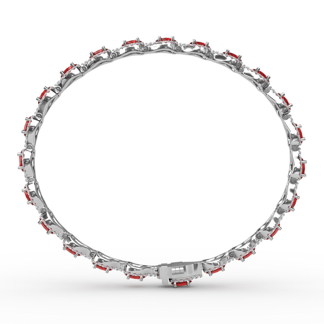 Pear-Shaped Diamond & Ruby Bracelet